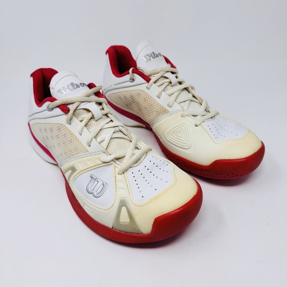 Wilson Other - Wilson Tennis Shoes Men's Size 9.5 White Red Rush Pro Court Athletic Sneaker